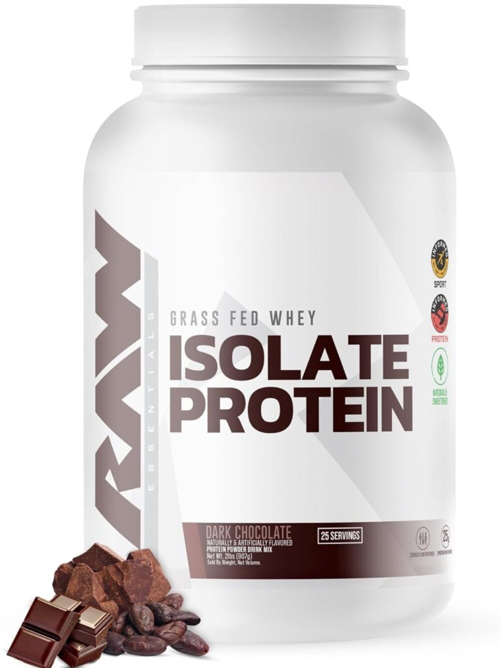 RAW Whey Isolate Protein Powder, Dark Chocolate - 100% Grass-Fed